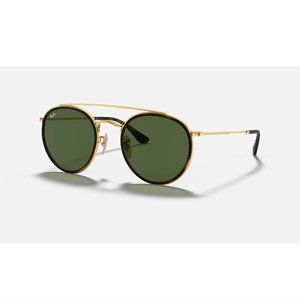 NEW Ray-Ban Round Double Bridge Green Classic G-15 Gold Frame